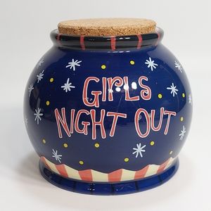 Bella Casa GANZ Blue Girls Night Out Ceramic Money Jar With Cork Top